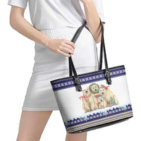 Polar Bears Christma Christmas Leather Tote Bag Xmas Holiday Patterns - Wonder Print Shop