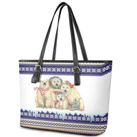 Polar Bears Christma Christmas Leather Tote Bag Xmas Holiday Patterns - Wonder Print Shop