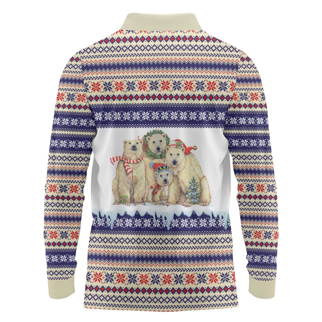 Polar Bears Christma Christmas Long Sleeve Polo Shirt Xmas Holiday Patterns - Wonder Print Shop
