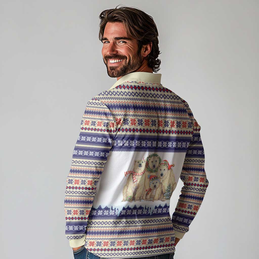 Polar Bears Christma Christmas Long Sleeve Polo Shirt Xmas Holiday Patterns - Wonder Print Shop