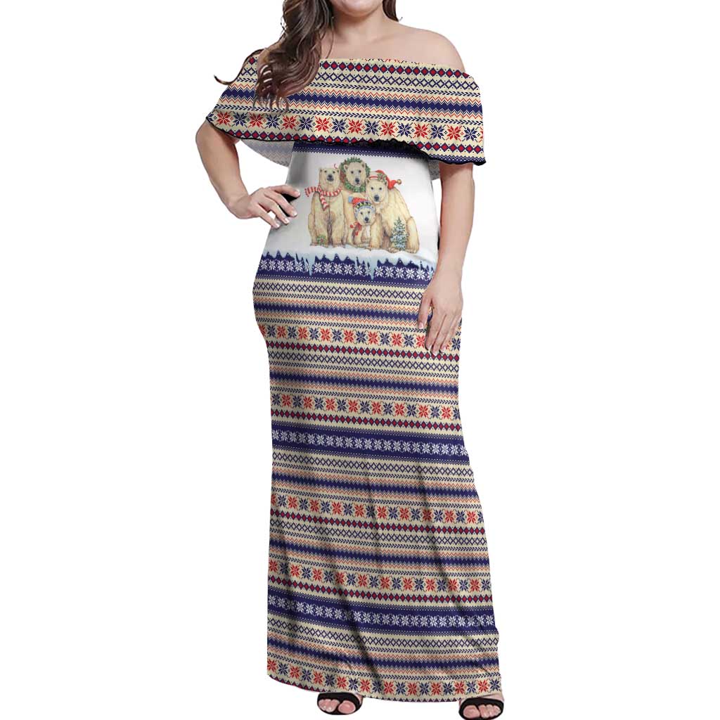 Polar Bears Christma Christmas Off Shoulder Maxi Dress Xmas Holiday Patterns - Wonder Print Shop