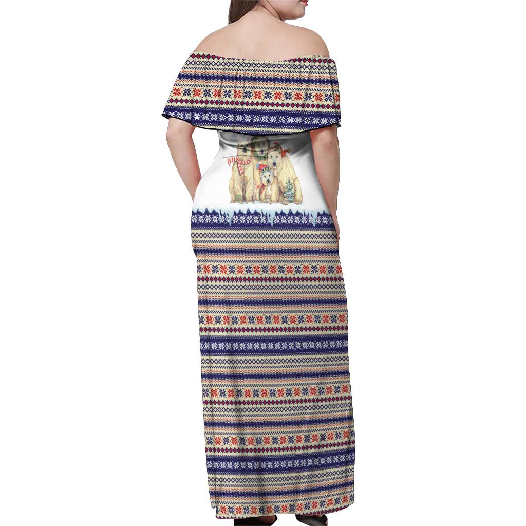 Polar Bears Christma Christmas Off Shoulder Maxi Dress Xmas Holiday Patterns - Wonder Print Shop