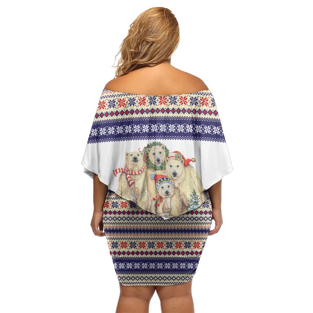 Polar Bears Christma Christmas Off Shoulder Short Dress Xmas Holiday Patterns - Wonder Print Shop