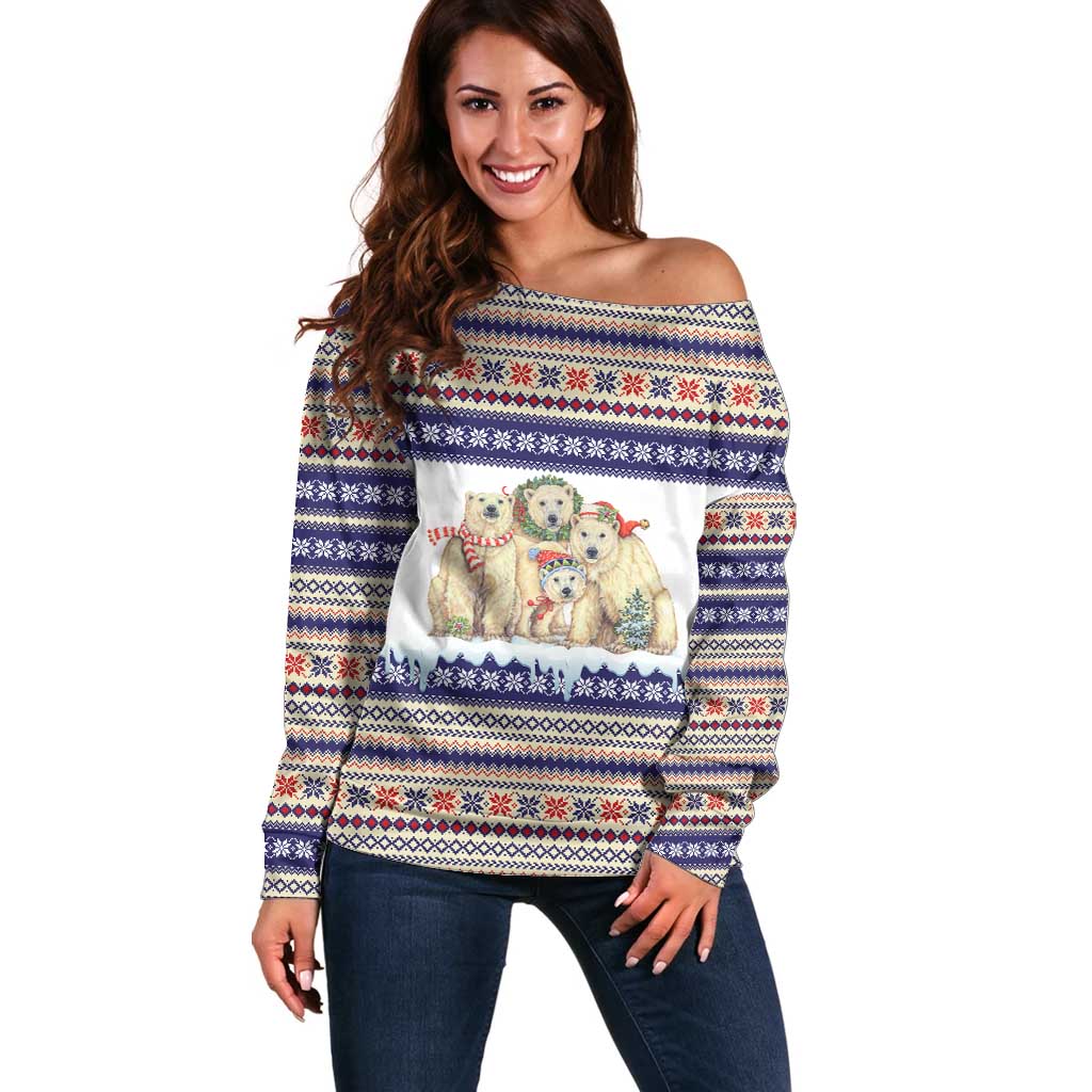 Polar Bears Christma Christmas Off Shoulder Sweater Xmas Holiday Patterns - Wonder Print Shop