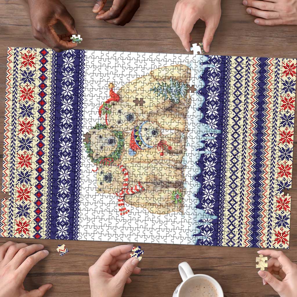 Polar Bears Christma Christmas Puzzle Xmas Holiday Patterns - Wonder Print Shop