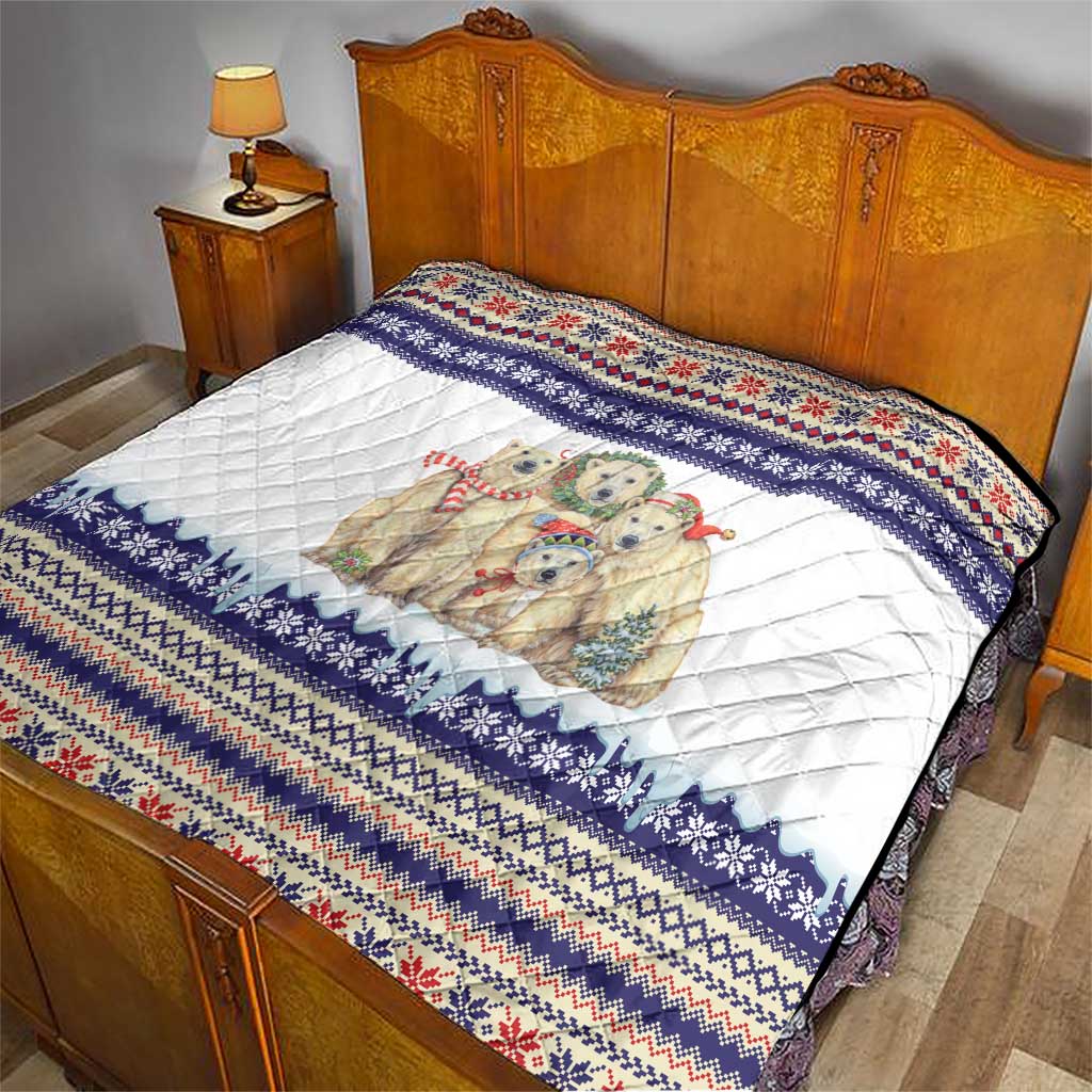 Polar Bears Christma Christmas Quilt Xmas Holiday Patterns - Wonder Print Shop