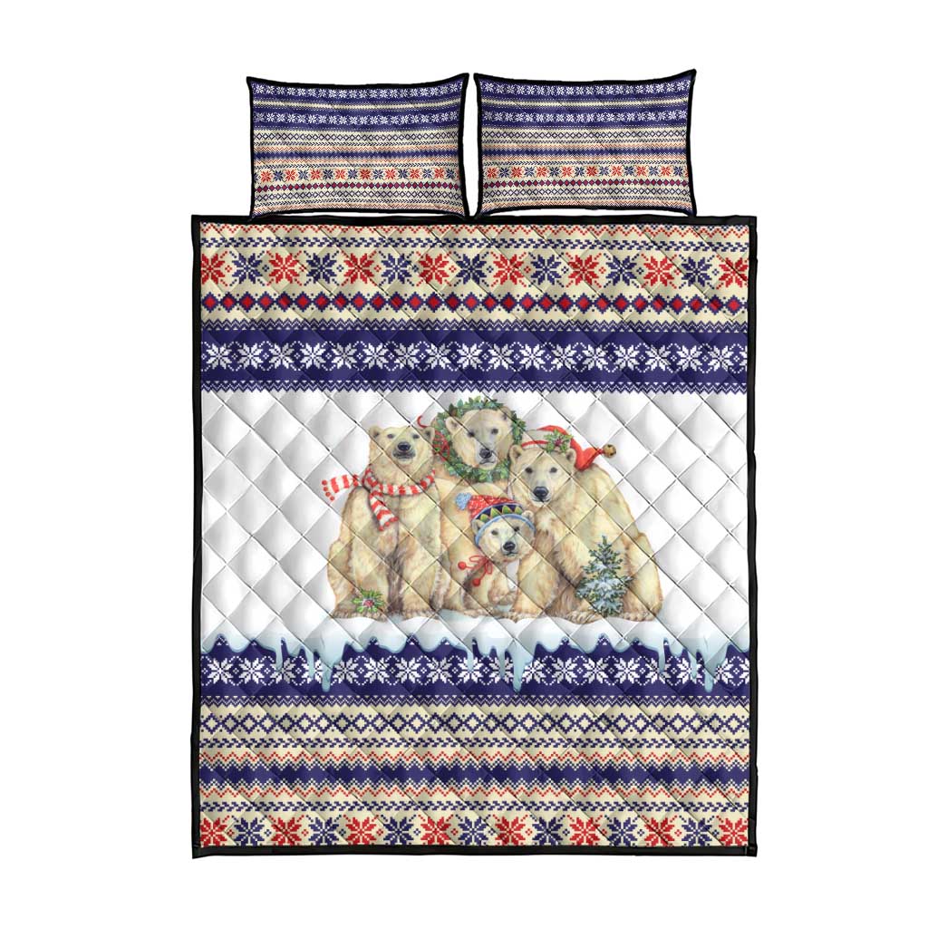Polar Bears Christma Christmas Quilt Bed Set Xmas Holiday Patterns - Wonder Print Shop