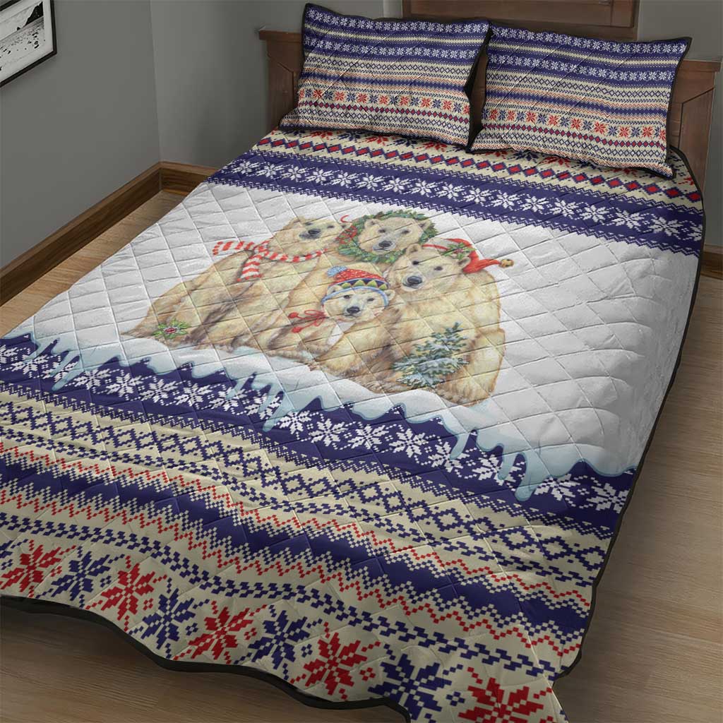 Polar Bears Christma Christmas Quilt Bed Set Xmas Holiday Patterns - Wonder Print Shop