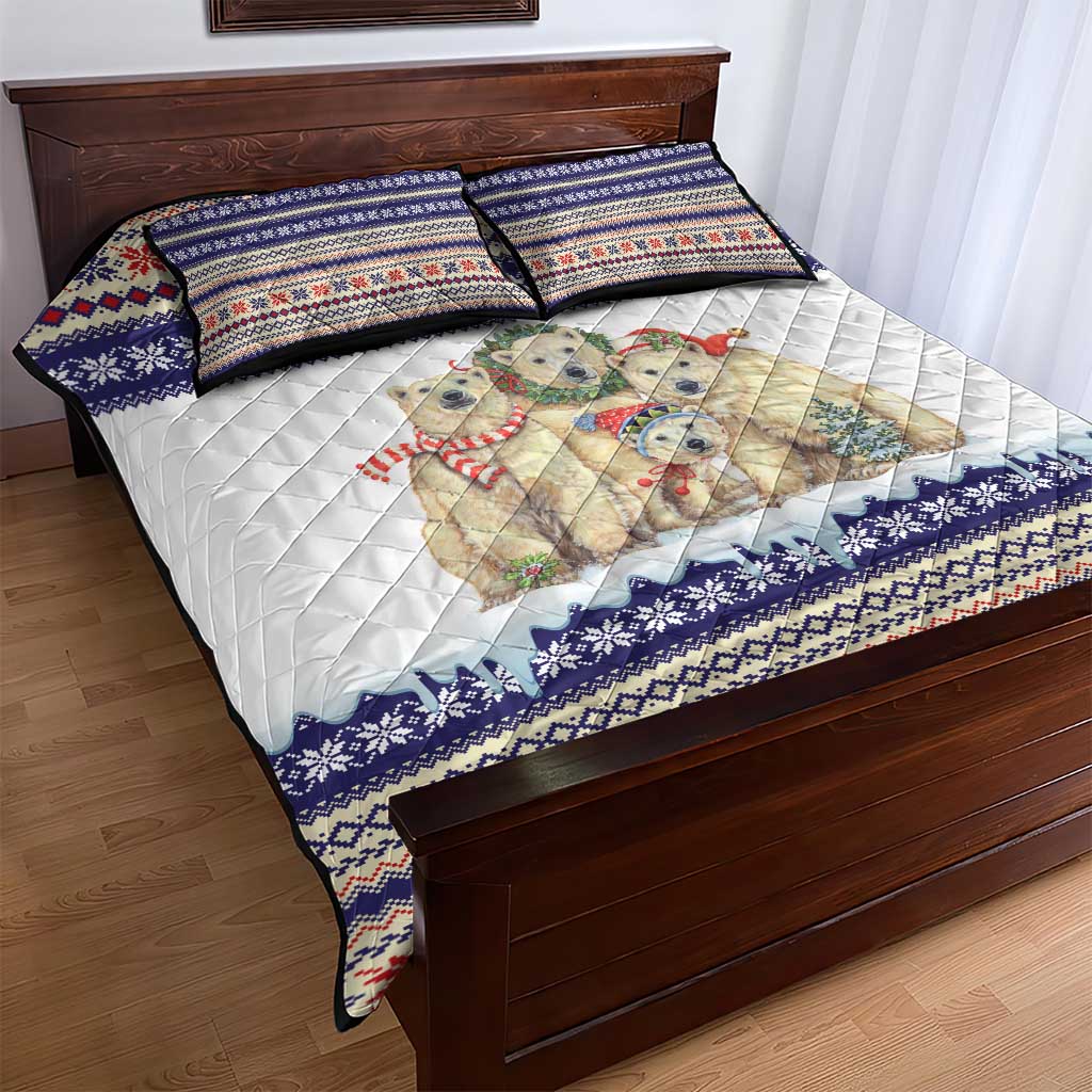 Polar Bears Christma Christmas Quilt Bed Set Xmas Holiday Patterns - Wonder Print Shop