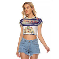 Polar Bears Christma Christmas Raglan Cropped T Shirt Xmas Holiday Patterns - Wonder Print Shop