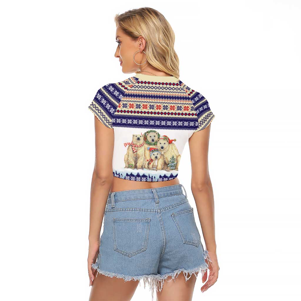 Polar Bears Christma Christmas Raglan Cropped T Shirt Xmas Holiday Patterns - Wonder Print Shop