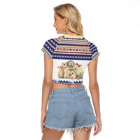 Polar Bears Christma Christmas Raglan Cropped T Shirt Xmas Holiday Patterns - Wonder Print Shop