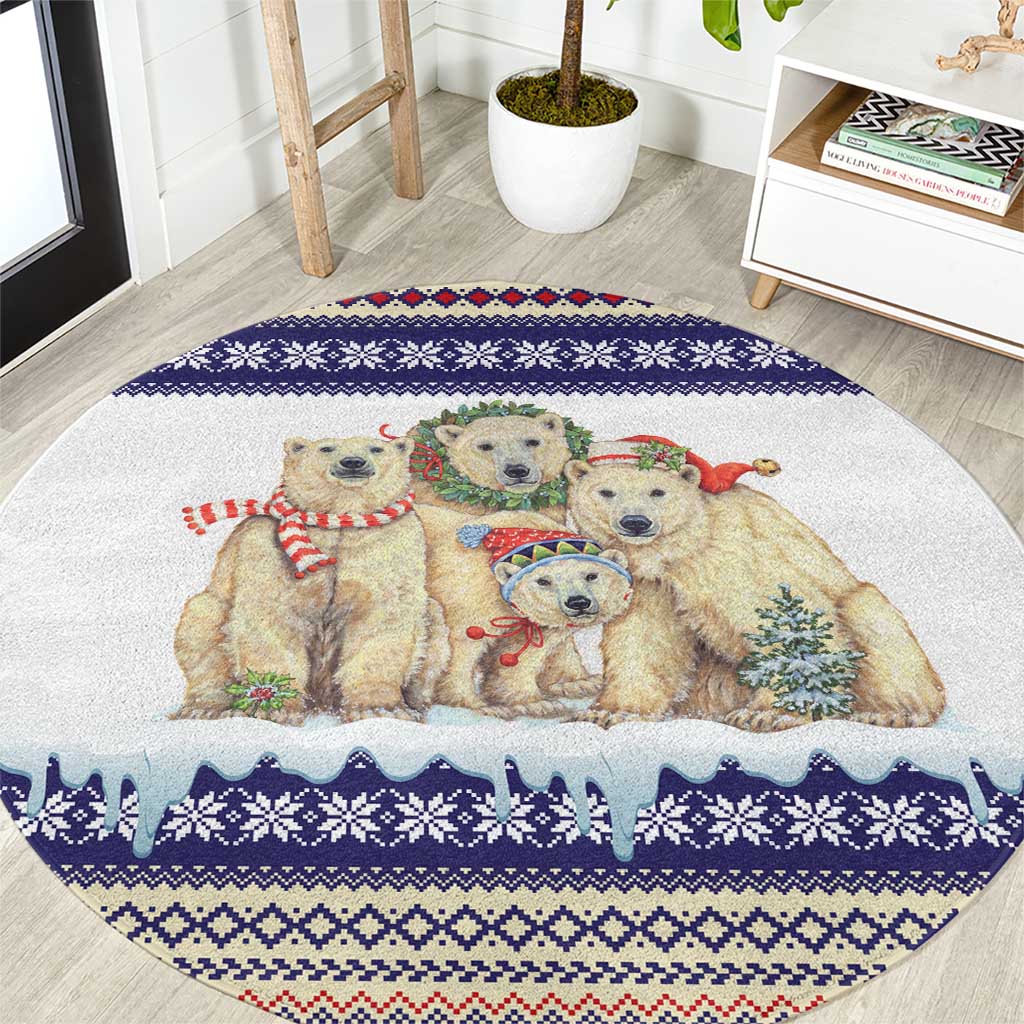 Polar Bears Christma Christmas Round Carpet Xmas Holiday Patterns - Wonder Print Shop
