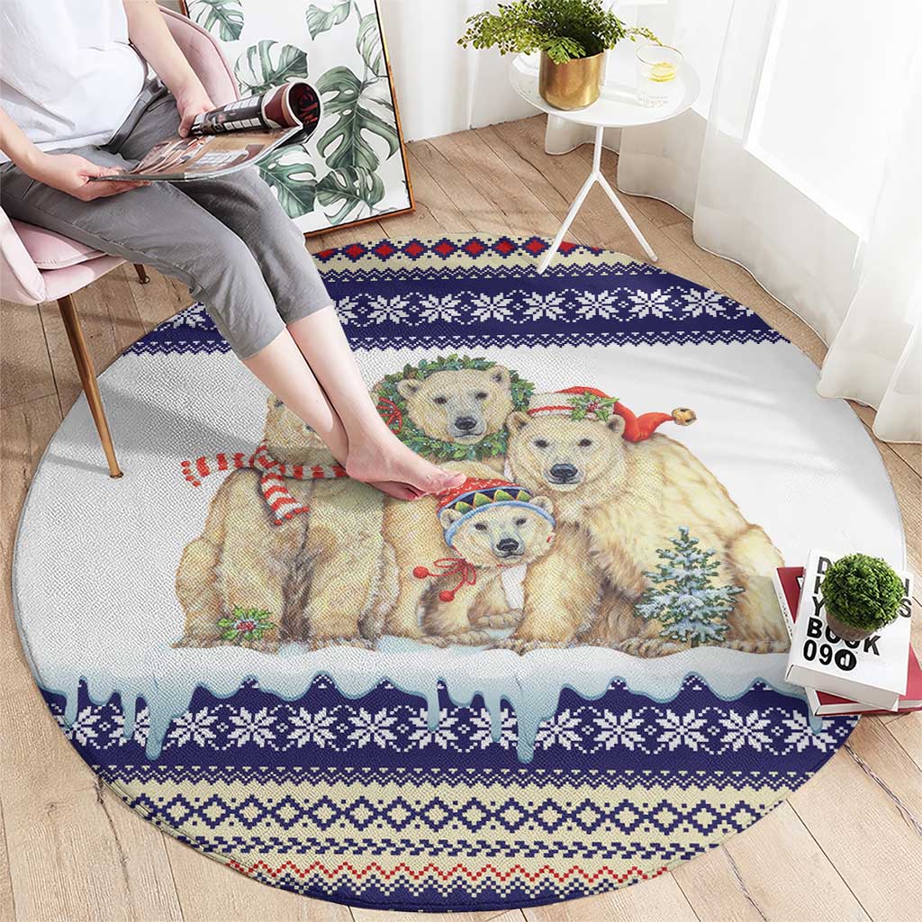 Polar Bears Christma Christmas Round Carpet Xmas Holiday Patterns - Wonder Print Shop
