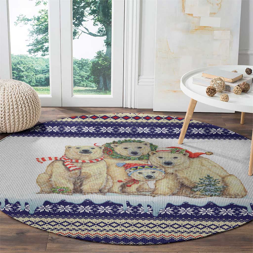Polar Bears Christma Christmas Round Carpet Xmas Holiday Patterns - Wonder Print Shop