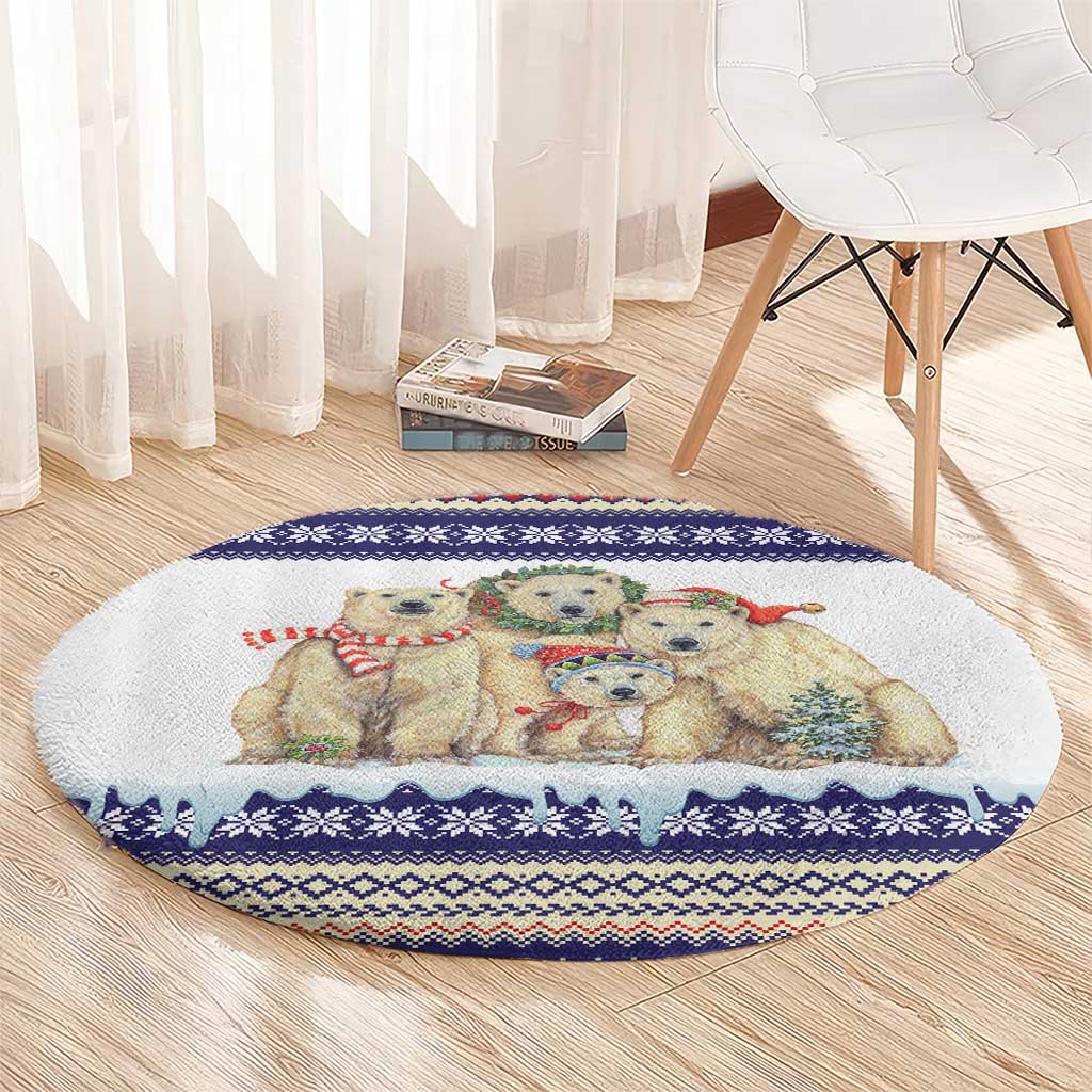 Polar Bears Christma Christmas Round Carpet Xmas Holiday Patterns - Wonder Print Shop