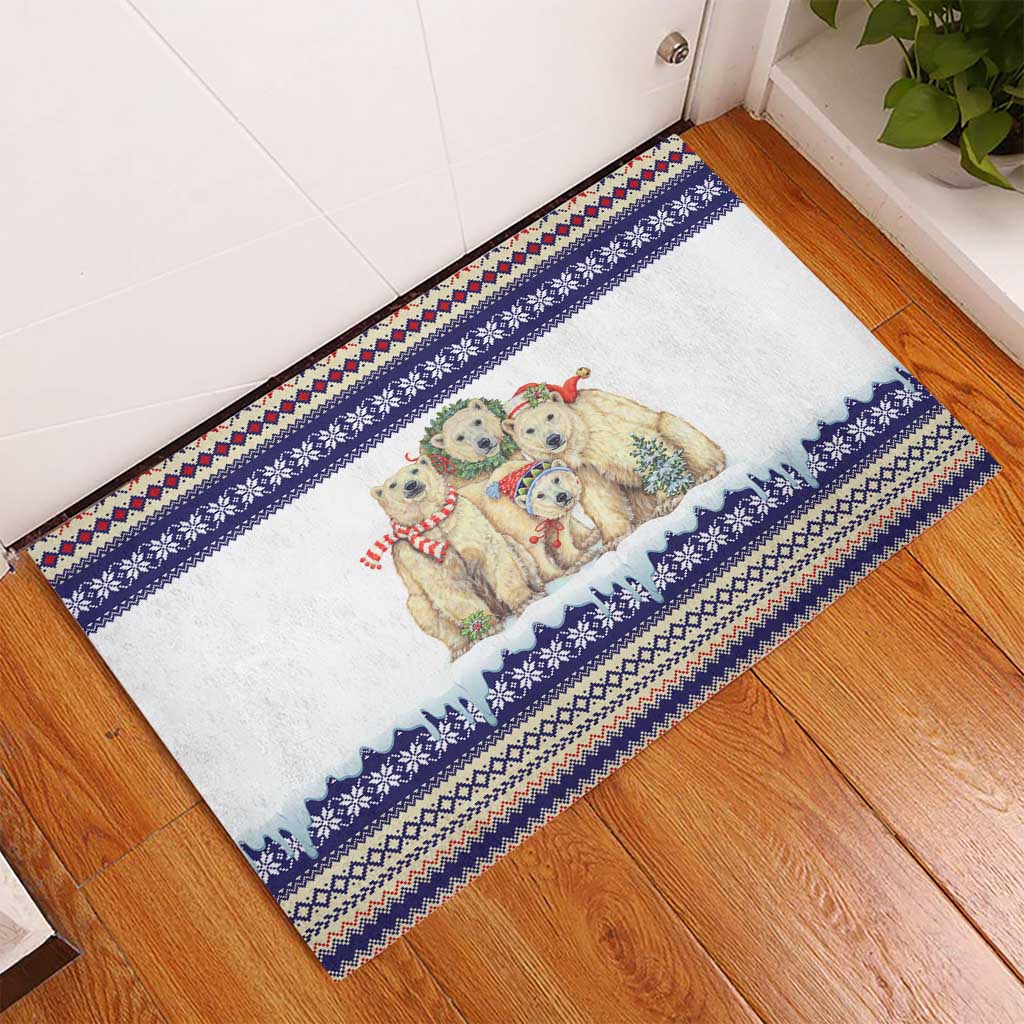 Polar Bears Christma Christmas Rubber Doormat Xmas Holiday Patterns - Wonder Print Shop