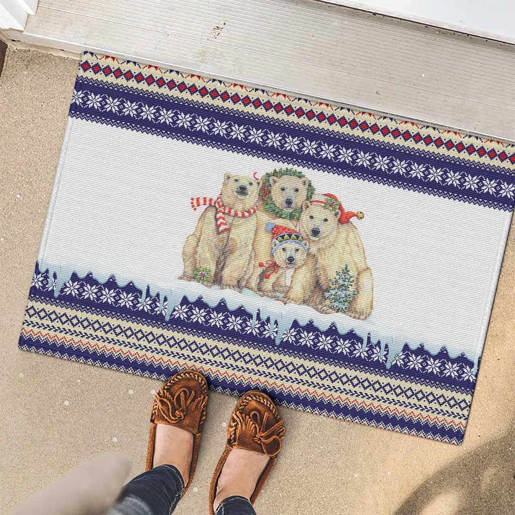 Polar Bears Christma Christmas Rubber Doormat Xmas Holiday Patterns - Wonder Print Shop