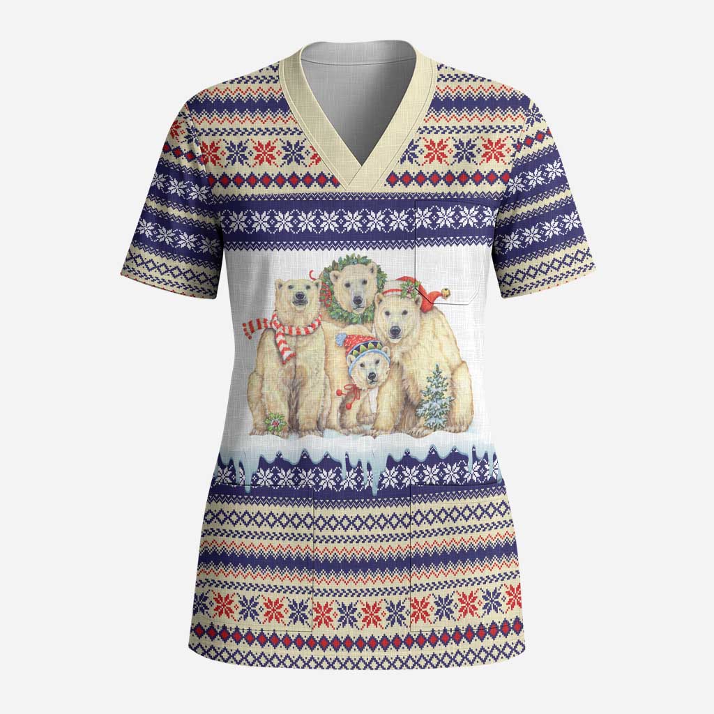 Polar Bears Christma Christmas Scrub Top Xmas Holiday Patterns - Wonder Print Shop
