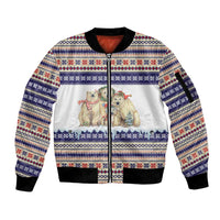 Polar Bears Christma Christmas Sleeve Zip Bomber Jacket Xmas Holiday Patterns - Wonder Print Shop