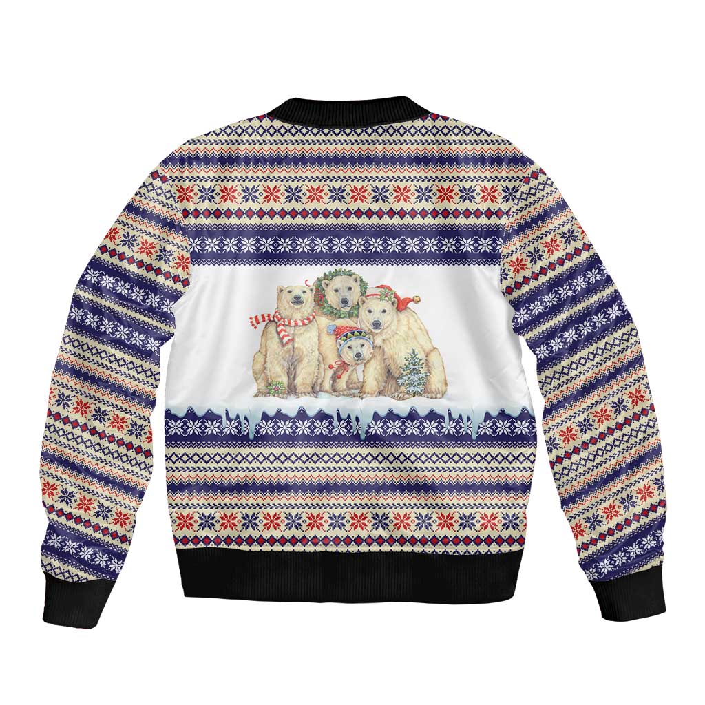 Polar Bears Christma Christmas Sleeve Zip Bomber Jacket Xmas Holiday Patterns - Wonder Print Shop
