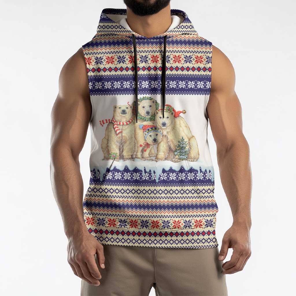 Polar Bears Christma Christmas Sleeveless Hoodie Xmas Holiday Patterns - Wonder Print Shop