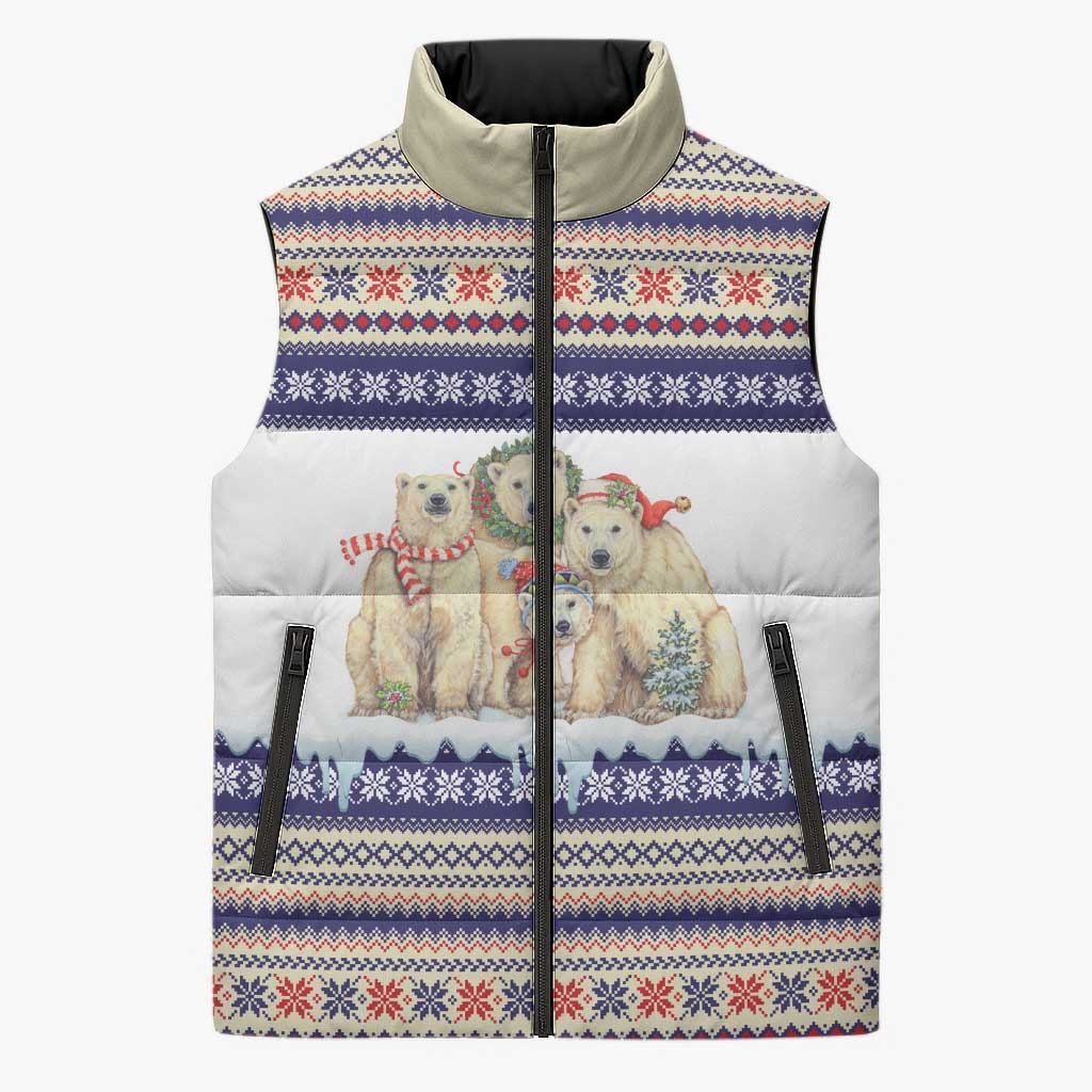Polar Bears Christma Christmas Sleeveless Puffer Jacket Xmas Holiday Patterns - Wonder Print Shop