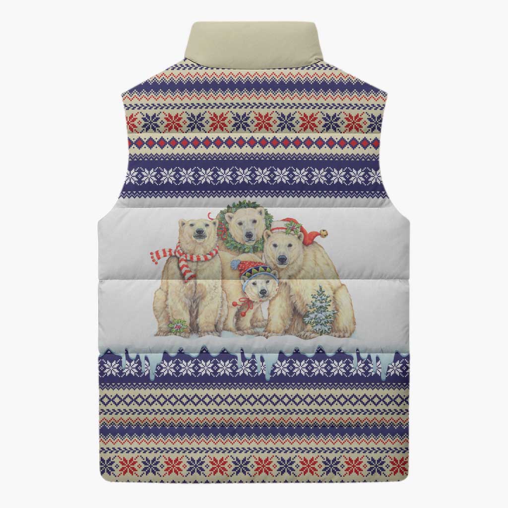 Polar Bears Christma Christmas Sleeveless Puffer Jacket Xmas Holiday Patterns - Wonder Print Shop