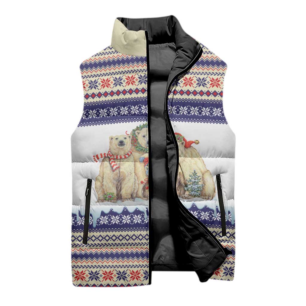 Polar Bears Christma Christmas Sleeveless Puffer Jacket Xmas Holiday Patterns - Wonder Print Shop