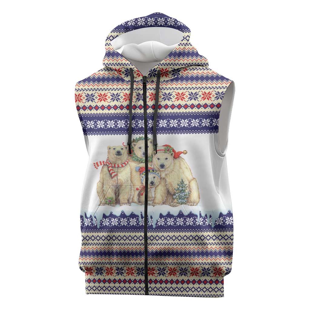 Polar Bears Christma Christmas Sleeveless Zip Hoodie Xmas Holiday Patterns - Wonder Print Shop