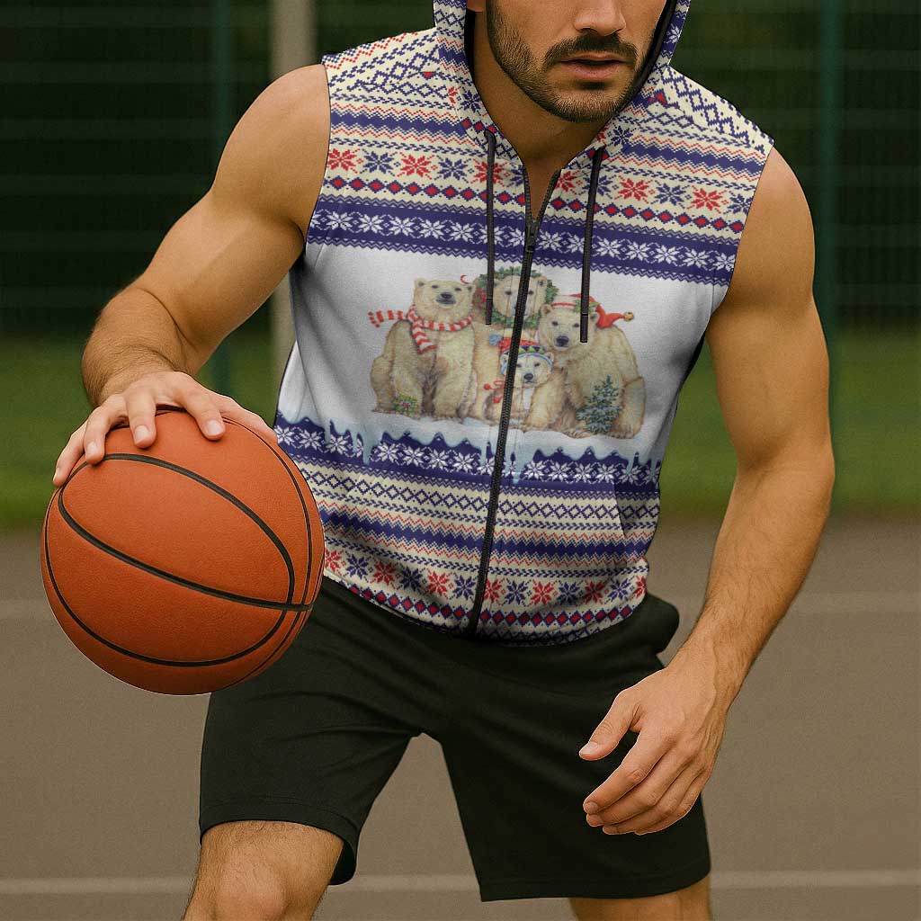 Polar Bears Christma Christmas Sleeveless Zip Hoodie Xmas Holiday Patterns - Wonder Print Shop