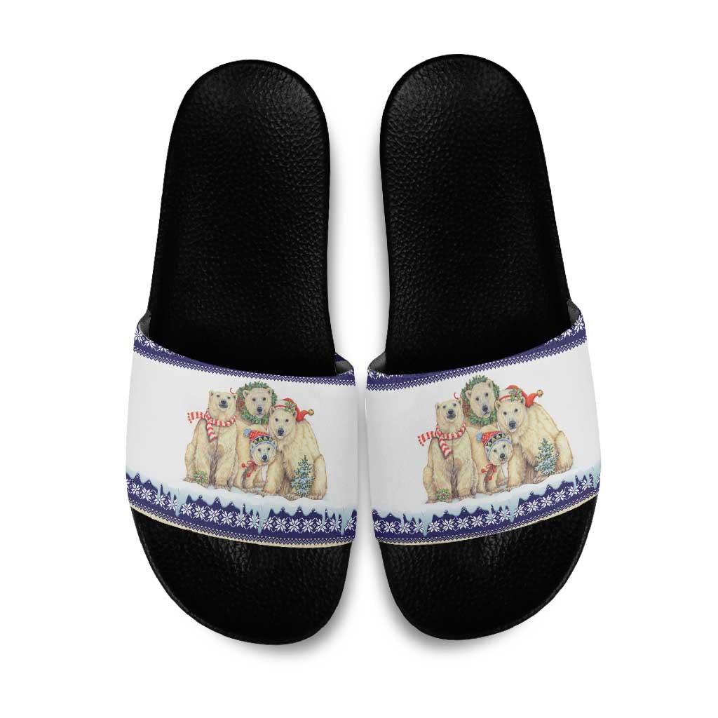Polar Bears Christma Christmas Slide Sandals Xmas Holiday Patterns - Wonder Print Shop