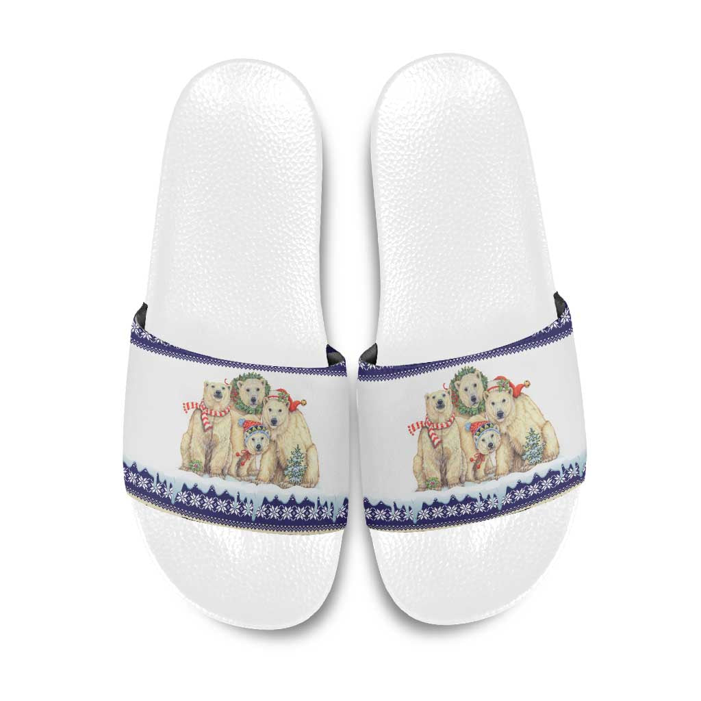 Polar Bears Christma Christmas Slide Sandals Xmas Holiday Patterns - Wonder Print Shop