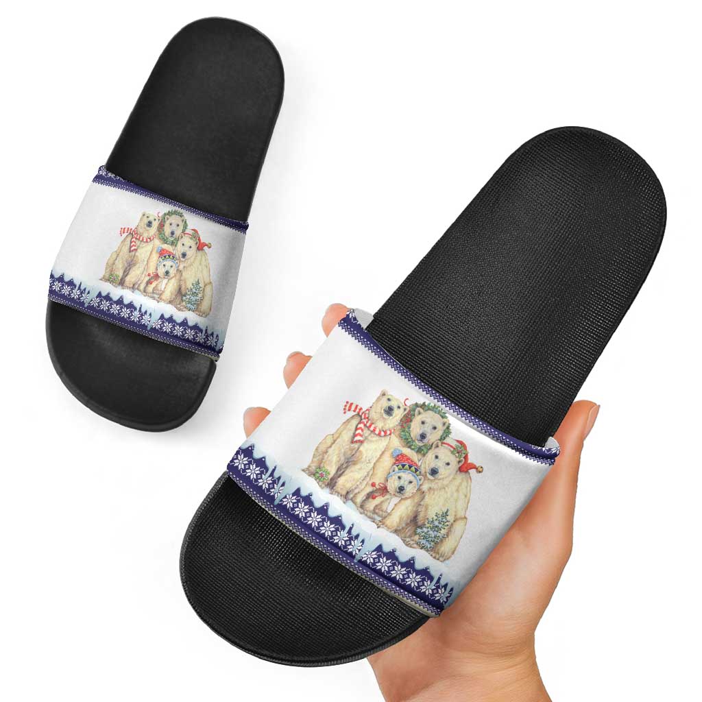 Polar Bears Christma Christmas Slide Sandals Xmas Holiday Patterns - Wonder Print Shop