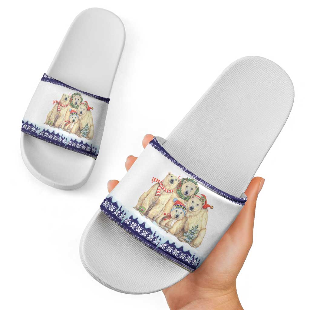 Polar Bears Christma Christmas Slide Sandals Xmas Holiday Patterns - Wonder Print Shop