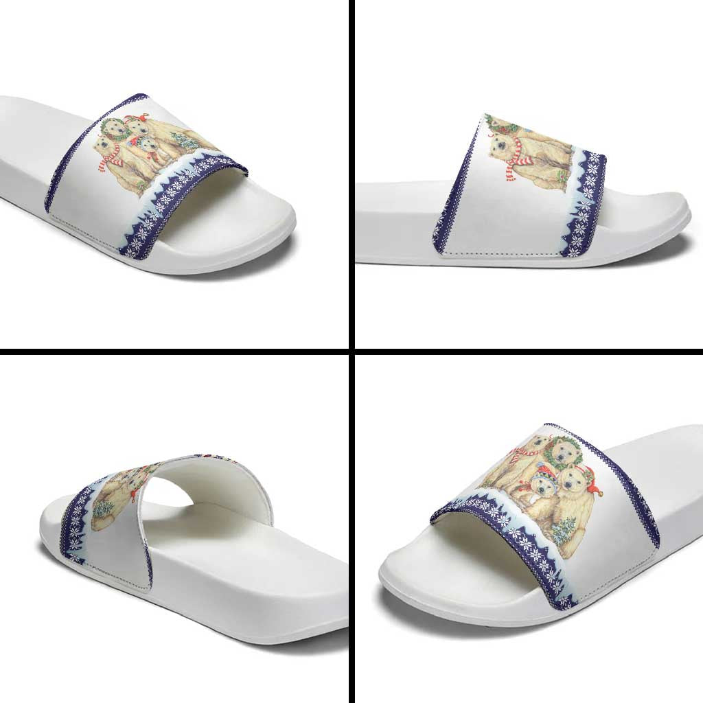 Polar Bears Christma Christmas Slide Sandals Xmas Holiday Patterns - Wonder Print Shop