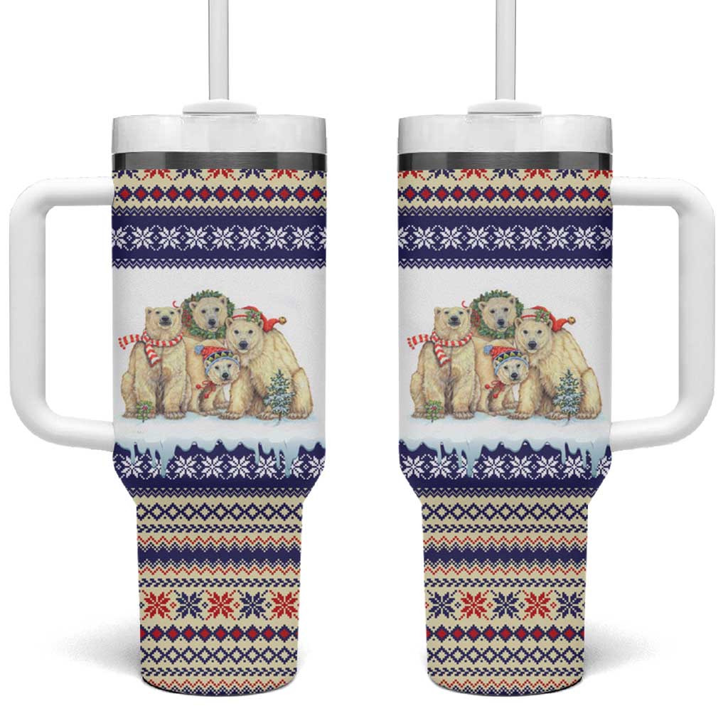 Polar Bears Christma Christmas Tumbler With Handle Xmas Holiday Patterns - Wonder Print Shop