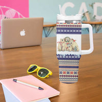 Polar Bears Christma Christmas Tumbler With Handle Xmas Holiday Patterns - Wonder Print Shop