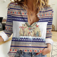 Polar Bears Christma Christmas Women Casual Shirt Xmas Holiday Patterns - Wonder Print Shop