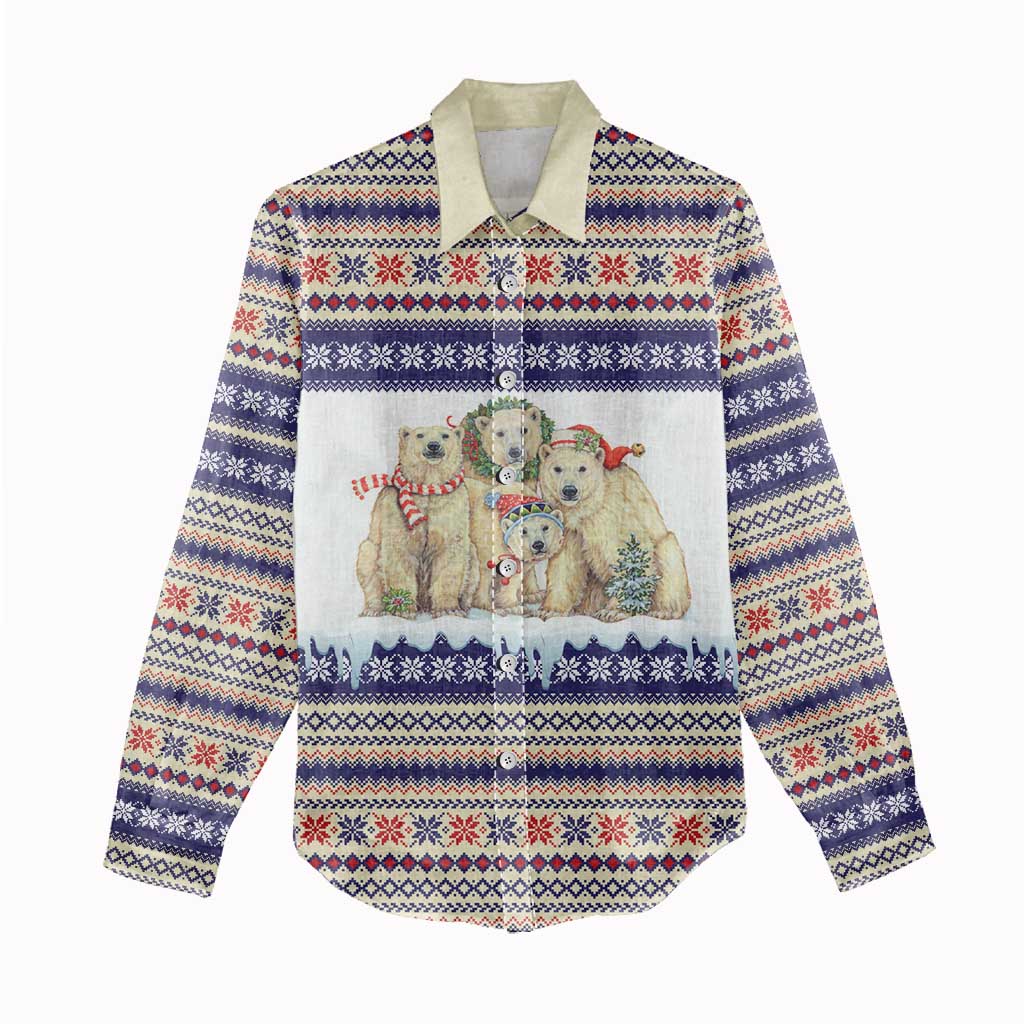 Polar Bears Christma Christmas Women Casual Shirt Xmas Holiday Patterns - Wonder Print Shop