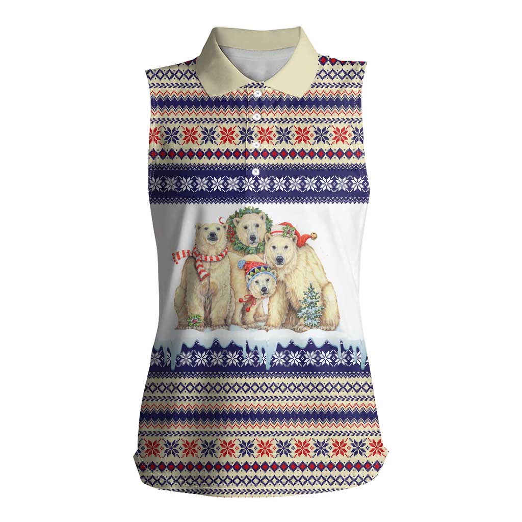 Polar Bears Christma Christmas Women Sleeveless Polo Shirt Xmas Holiday Patterns - Wonder Print Shop