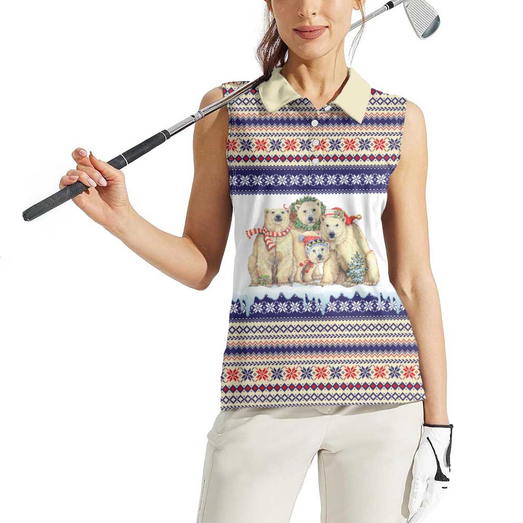 Polar Bears Christma Christmas Women Sleeveless Polo Shirt Xmas Holiday Patterns - Wonder Print Shop