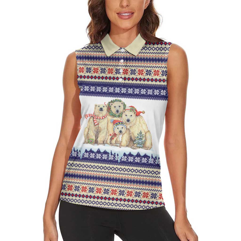 Polar Bears Christma Christmas Women Sleeveless Polo Shirt Xmas Holiday Patterns - Wonder Print Shop