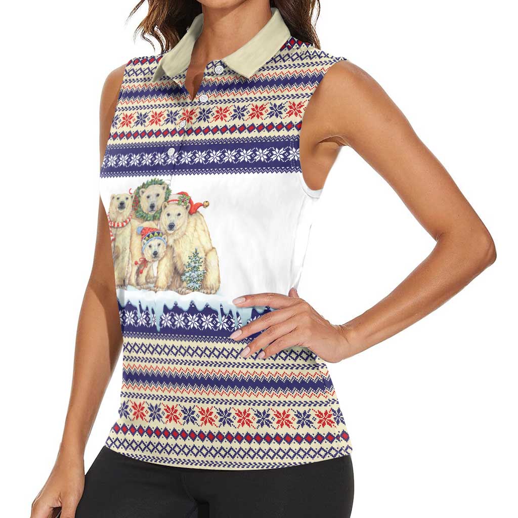 Polar Bears Christma Christmas Women Sleeveless Polo Shirt Xmas Holiday Patterns - Wonder Print Shop