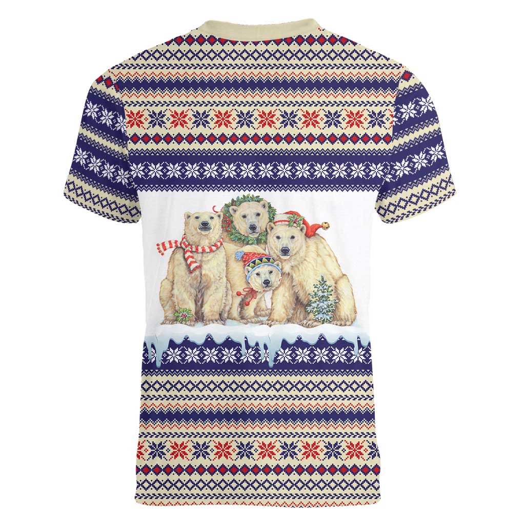 Polar Bears Christma Christmas Women V-Neck T-Shirt Xmas Holiday Patterns - Wonder Print Shop