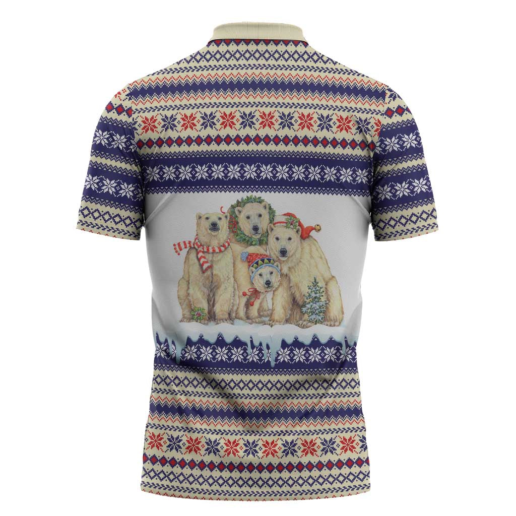 Polar Bears Christma Christmas Zipper Polo Shirt Xmas Holiday Patterns - undefined