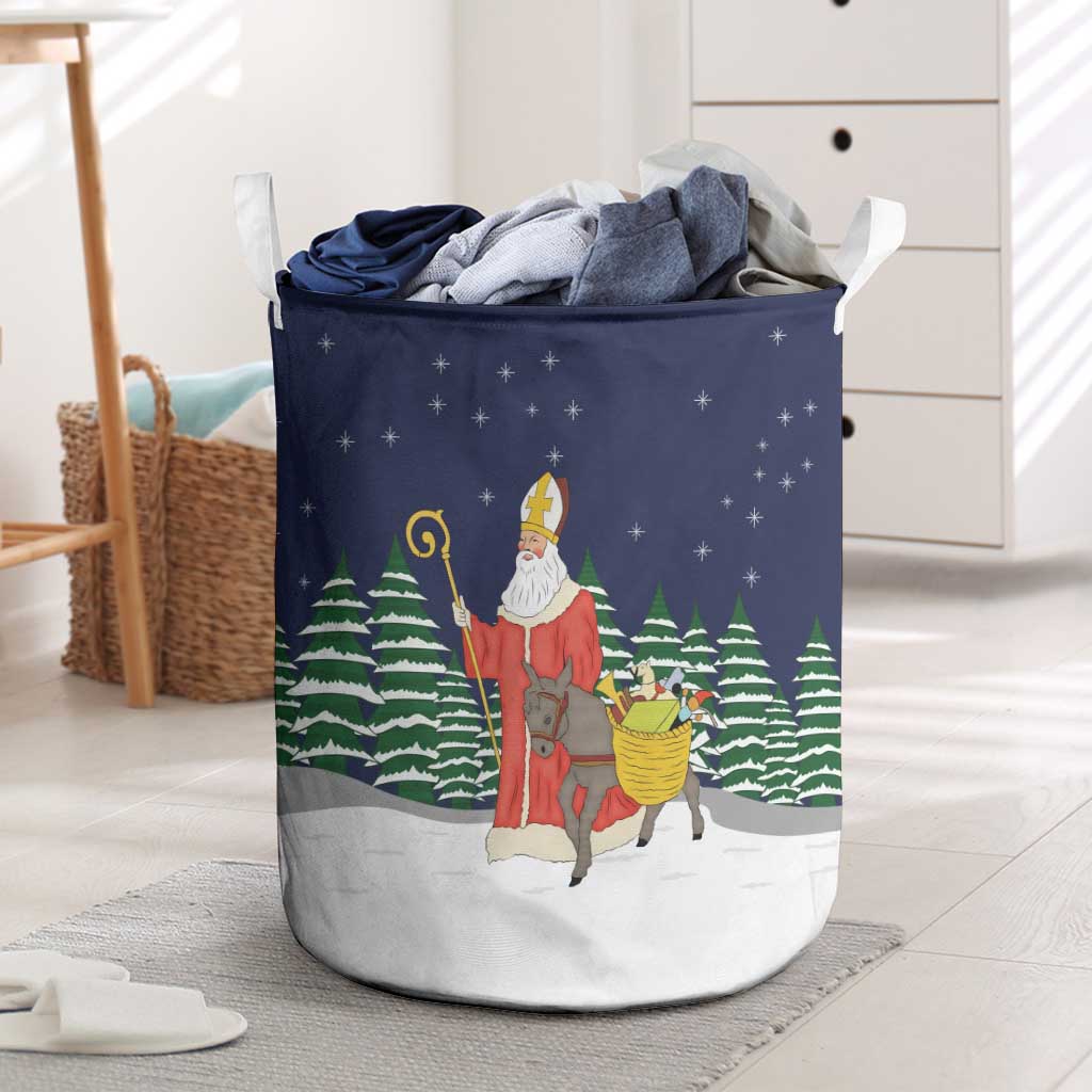 Saint Nicholas Christmas Laundry Basket Xmas Holiday Patterns - Wonder Print Shop