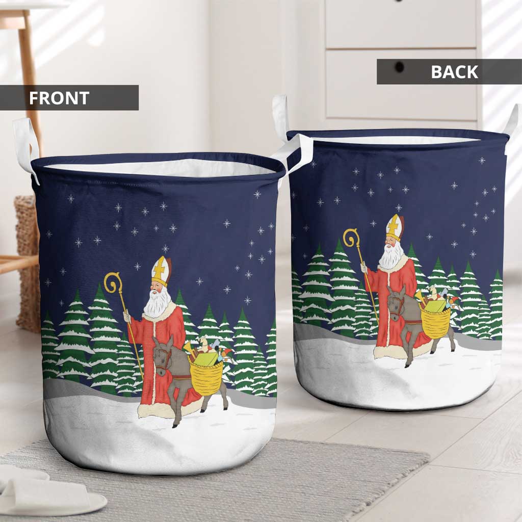 Saint Nicholas Christmas Laundry Basket Xmas Holiday Patterns - Wonder Print Shop