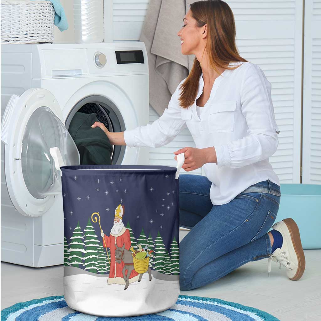 Saint Nicholas Christmas Laundry Basket Xmas Holiday Patterns - Wonder Print Shop