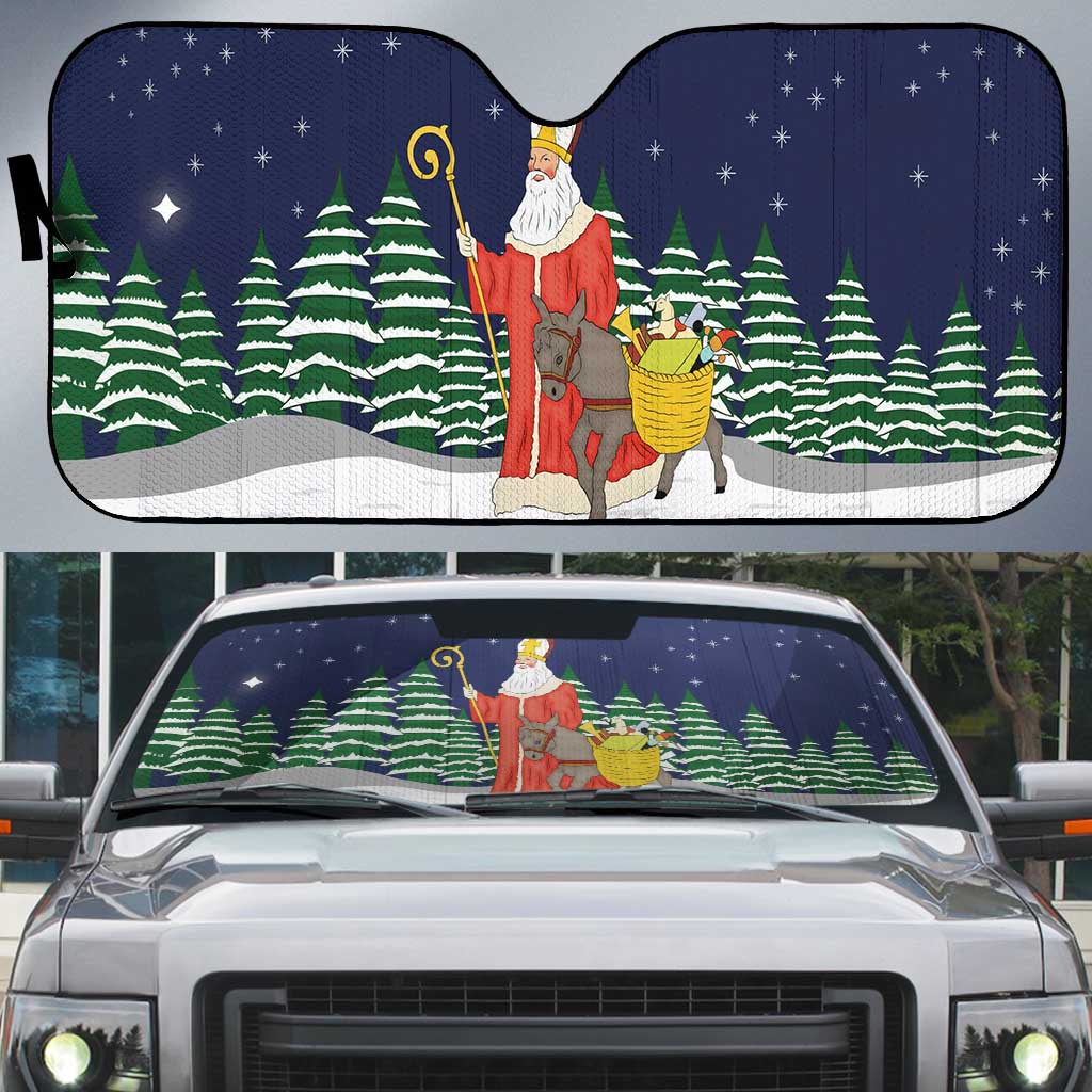 Saint Nicholas Christmas Auto Sun Shade Xmas Holiday Patterns - Wonder Print Shop